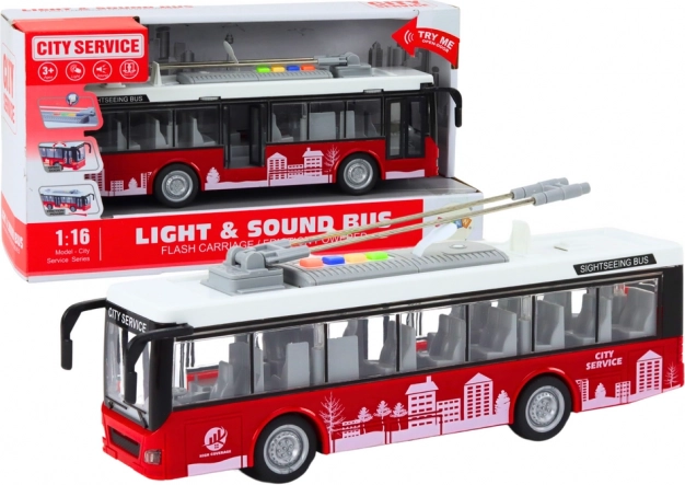 Oberleitungsbus 1:16 Lichter Geräusche Fährt Rot und Weiß