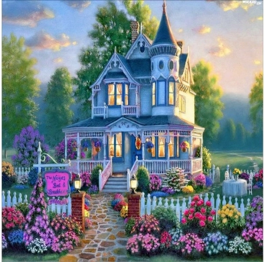 Diamantstickerei (Diamond Painting) – Villa mit Garten 30 × 40 cm - 1 Stück