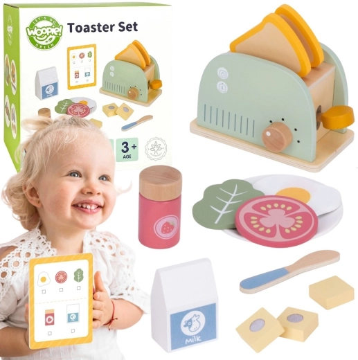 Holz-Frühstücksset mit Toaster und Zubehör Woopie Green