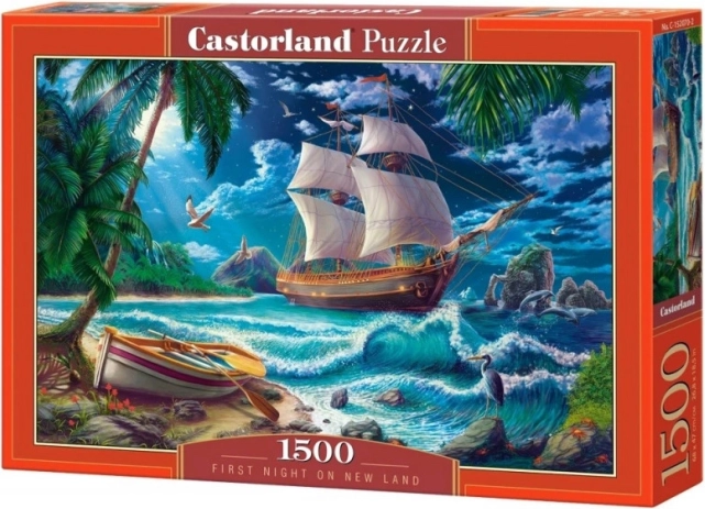 Puzzle 1500 Teile – Schiff und Strand Erste Nacht Neues Land