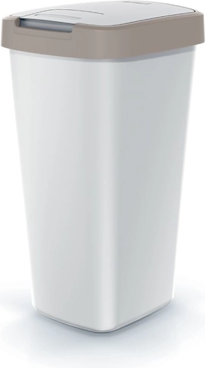 Abfalleimer Compacta Q Flap 25 l aschgrau mit hellbraunem Deckel