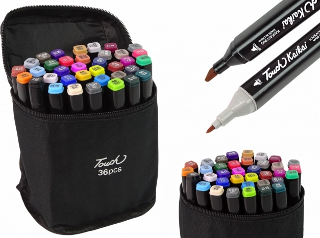 Set mit alkoholbasierten, beidseitigen Stiften Pro Touch 36 Stück mit Tasche