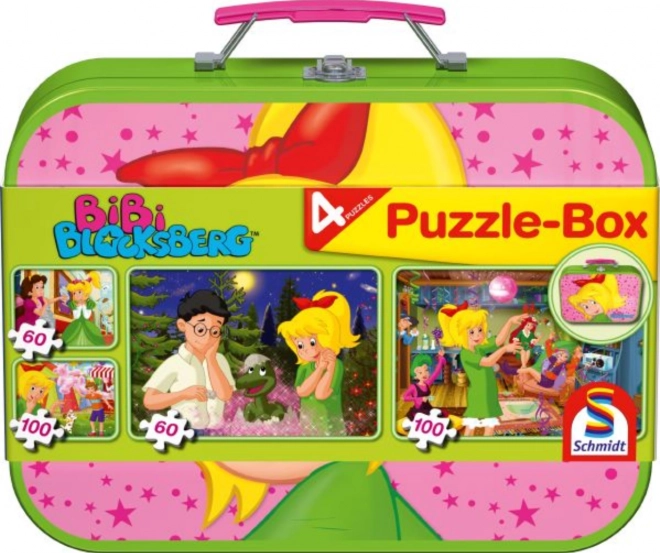 Puzzle Kleine Hexe Bibi 4-in-1 im Blechkoffer (60, 60, 100, 100 Teile) SCHMIDT