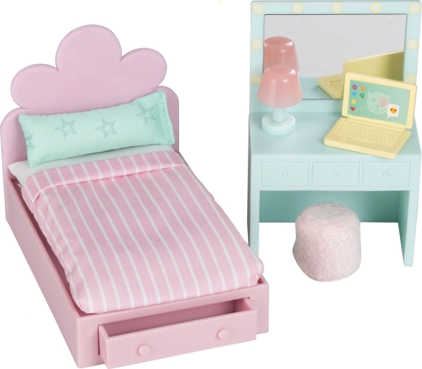 Lundby Möbel für ein Teenagerzimmer im Puppenhaus