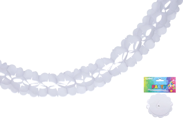 Weiße Papiergirlande 3,6 m