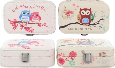 Schmuckkästchen mit Eulenmotiv und Spiegel