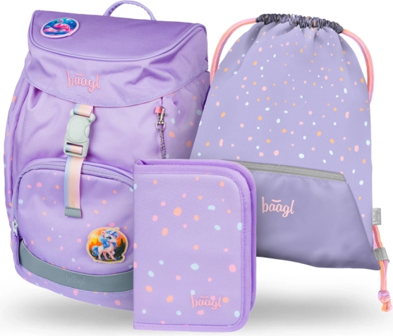 BAAGL 3 SET Airy Haustiere: Rucksack, Federmäppchen, Beutel