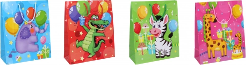 Geschenktasche L für Kinder 32 × 44 × 11 cm mit Tieren