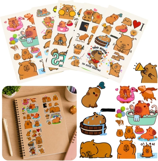 Set mit temporären, abwaschbaren Tattoos für Kinder – Capybara (10 Bögen)