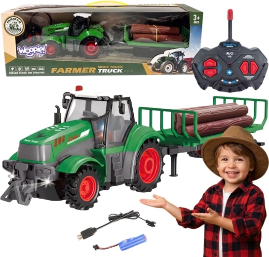 Woopie RC-Traktor mit Holzanhänger im Maßstab 1:24