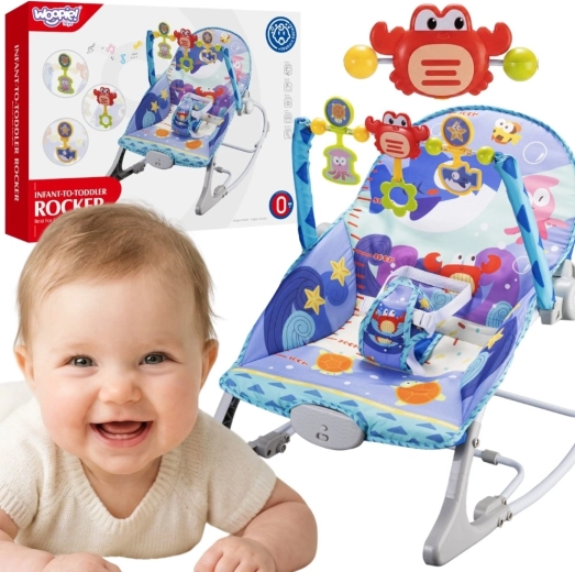 Woopie Baby Schaukelwippe und Vibrations-Bouncer 2-in-1 Krabbe
