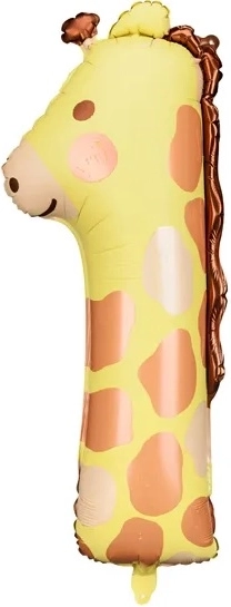 Giraffe Folienballon Zahl 1 - 42 x 90 cm