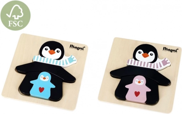 Holzpuzzle Pinguin mit Küken