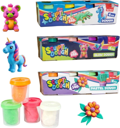 Knetmasse 4×140 g im Becher – klassisch, pastell oder leuchtend