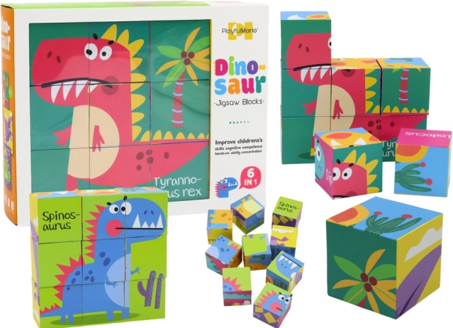 Lern-Puzzlewürfel 6-in-1 Dino-Welt, 9 Teile