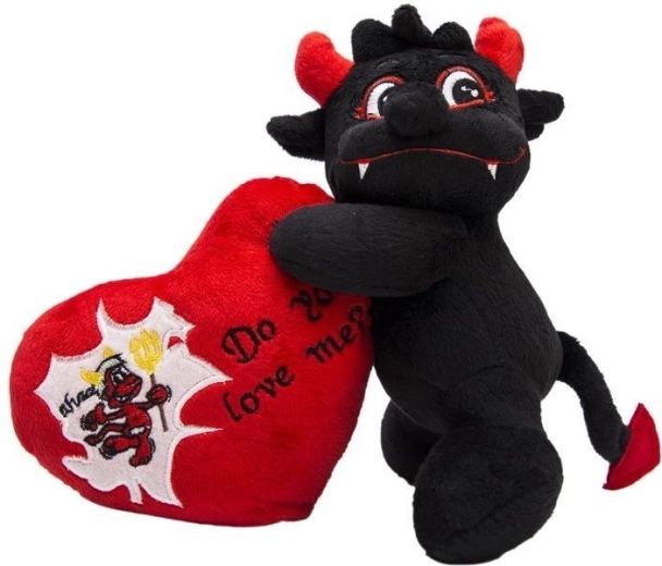 Plüsch-Teufelchen mit Herz 20 cm schwarz – 1 Stück