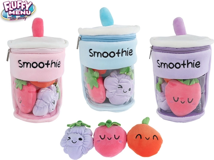 Plüsch-Smoothiebecher mit Obst Fluffy Menu 25 cm