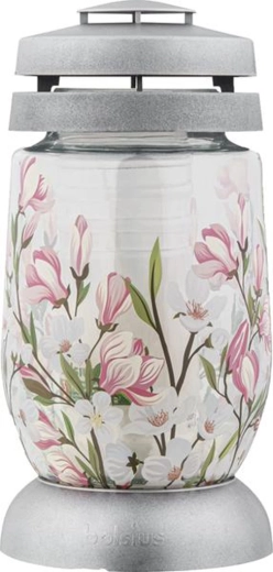 Friedhofslaterne mit Magnolienmotiv 22 cm, Brenndauer 36 Std.