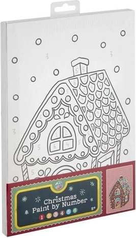 CCG XMAS Malen nach Zahlen auf Leinwand – Lebkuchenhäuschen 30 × 19 cm