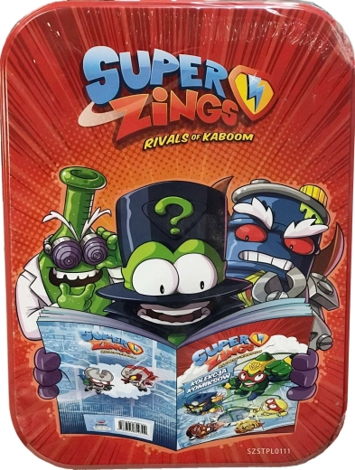 SuperZings Sammeldose mit Comic, Umhang und Magnet – beschädigte Verpackung