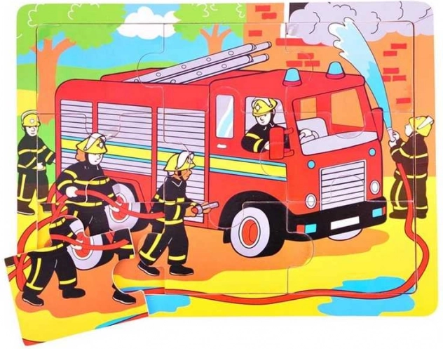 Holzpuzzle Feuerwehr 9 Teile Bigjigs Toys