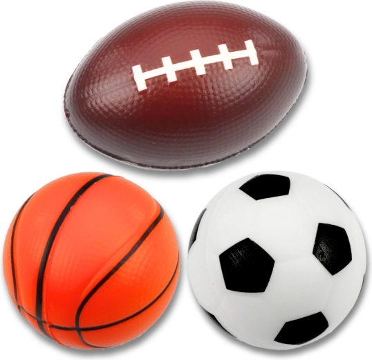 Set aus Schaumstoffbällen – Fußball, Basketball und Rugby, 3 Stück
