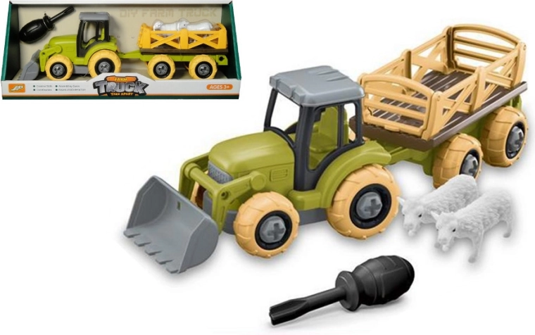 Landwirtschafts-Bauset – Traktor mit Anhänger und Tieren