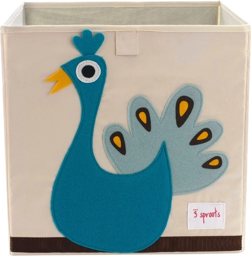 3 Sprouts Aufbewahrungsbox Pfau blau