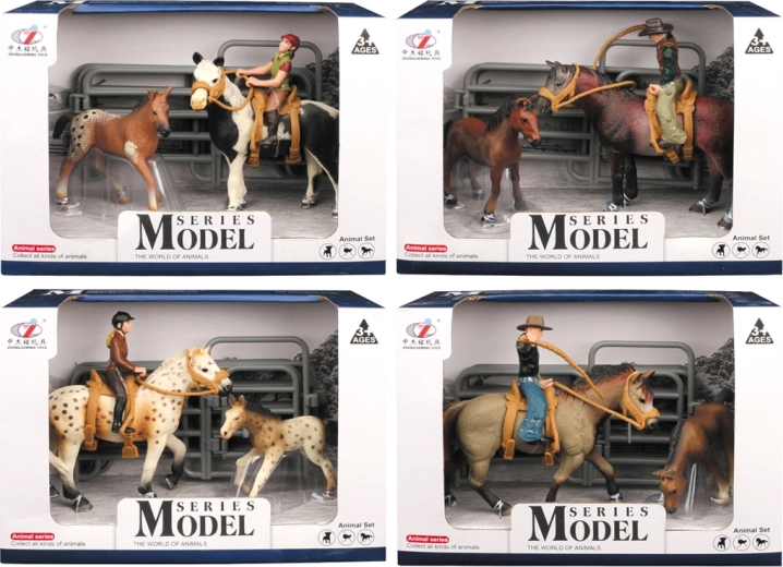 Bauernhoftiere – Set mit Pferden, Reiter und Fohlen