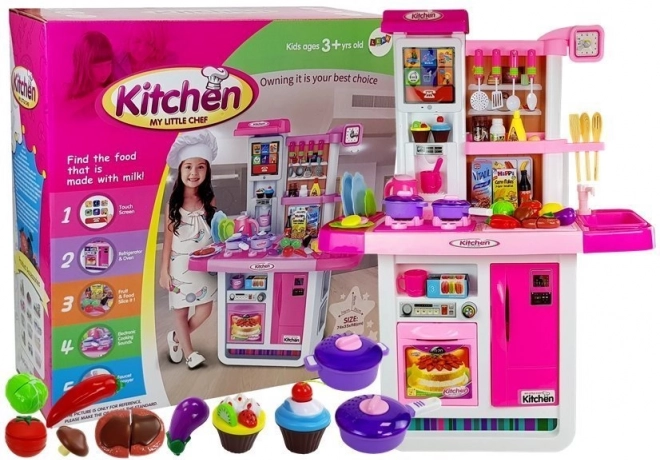 Rosa Kinderküche mit Wasser und Geräuschen