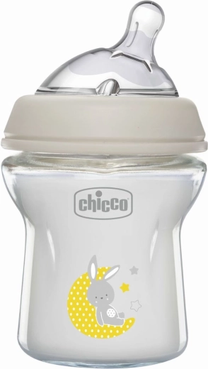 Chicco Babyflasche Natural Feeling aus Glas 150 ml, Anti-Kolik, neutral, ab 0 Monaten
