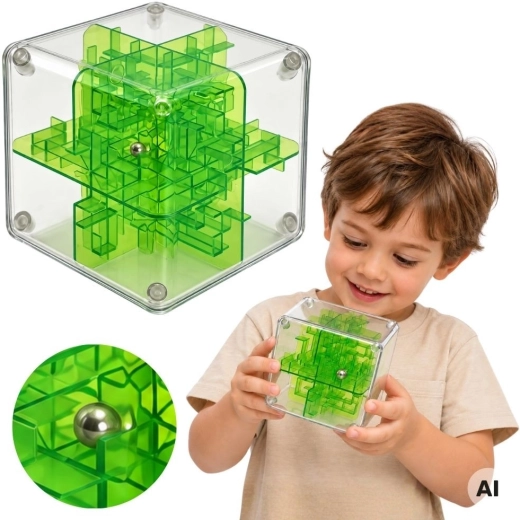 Woopie 3D-Logiklabyrinth mit Kugel, grün
