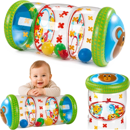 Aufblasbare Krabbelrolle für Babys mit Bärchenmotiv und Bällen 51 × 22 cm