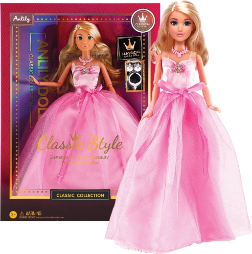 Modepuppe im Abendkleid – langes Rosa