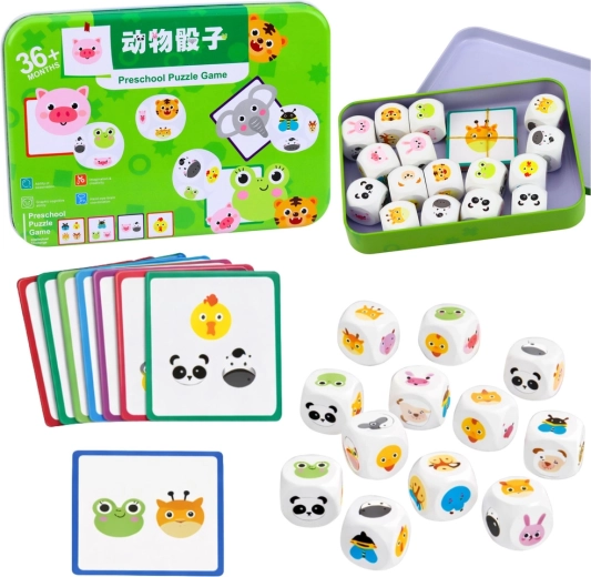 Lehrreiches Holz-Würfelspiel – ordne die Tiere zu