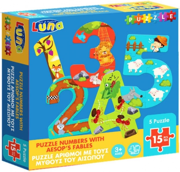 Luna Puzzle mit Zahlen und Äsops Fabeln für Kinder