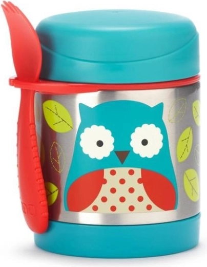 Skip Hop Zoo Thermosbehälter für Essen mit Spork Eule 325 ml