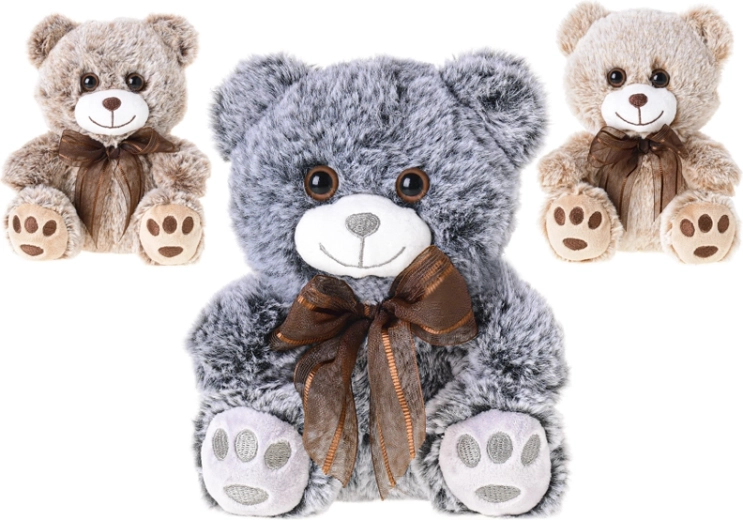 Plüsch-Teddybär 18 cm mit Schleife, sitzend, 3 Farben