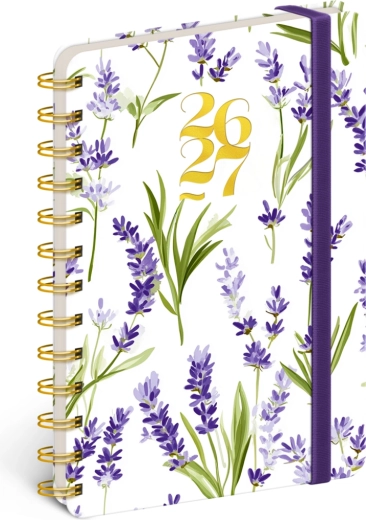 Spiralgebundener 18‑Monats‑Planer Petito – Lavendel 2026/2027, 13 × 18 cm