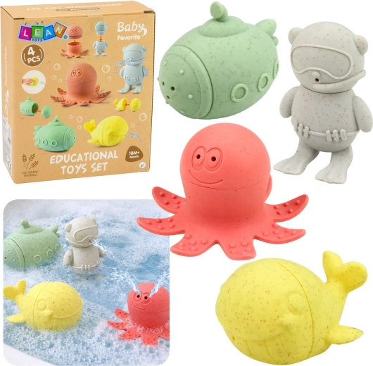 Sensorische Gummibadewannenspielzeuge, pastellfarbene Figuren, 4 Stk.