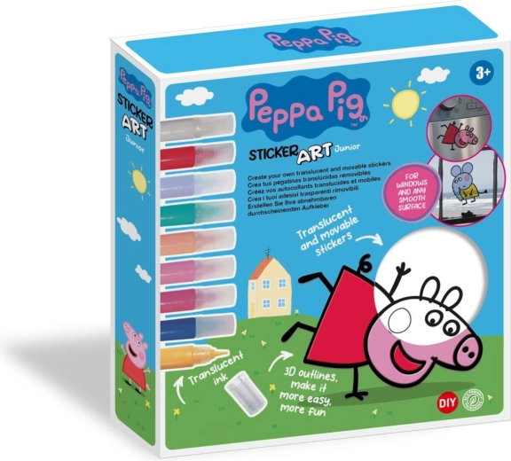 Kreativset für Fenstersticker und Ausmalbilder Peppa Pig mit transparenten Farben 25 × 26,5 × 5 cm