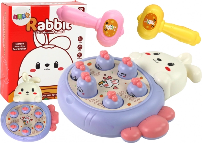 Whac-A-Mole-Spiel Lila mit Karotten und Häschen