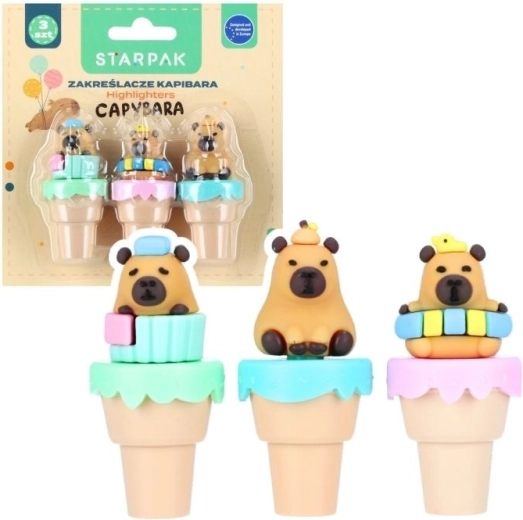 Mini-Textmarker Capybara (Set mit 3 Stück)
