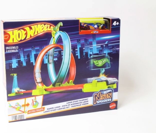 Hot Wheels Neon Speeders neonfarbene Super-Loopingstrecke mit Starter