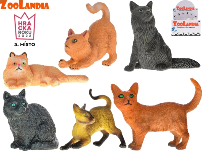 Zoolandia Kunststoff-Katzenfiguren – Set mit 6 realistischen Arten