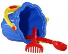 Sandspiel-Set mit Eimer, Schaufel und Rechen