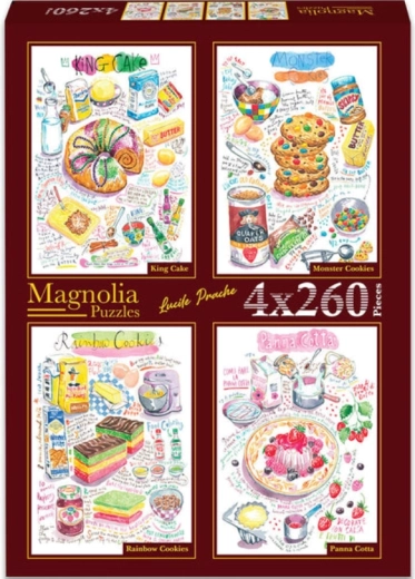 Magnolia Puzzle-Set Gugelhupf, Geisterkekse, Regenbogenkekse und Panna Cotta 4×260 Teile