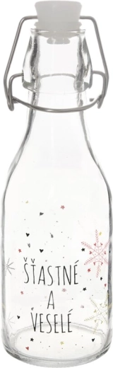 Glasflasche mit Metall-Bügelverschluss, Einlage 0,16 l, rot