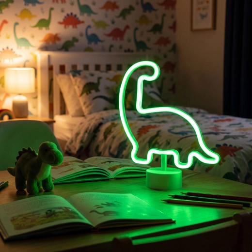 Neon-LED-Lampe grüner Dinosaurier