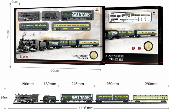 Eisenbahn-Set mit Dampflokomotive und Waggons
